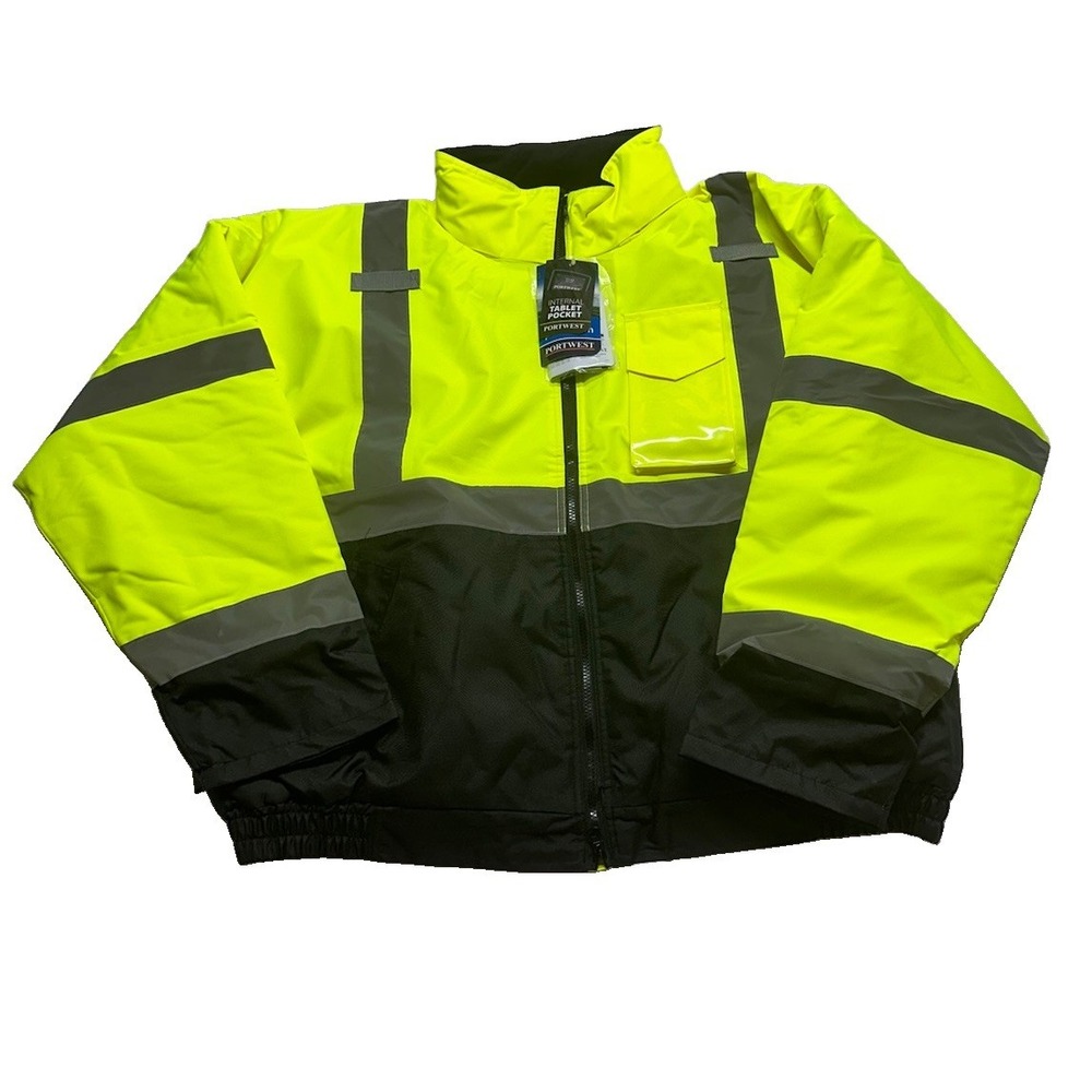 Portwest US363 Hi-Vis Construction Traffic Bomber Jacket Yellow Black XXXL NWT